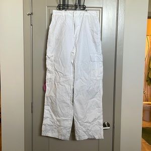 White parachute pants